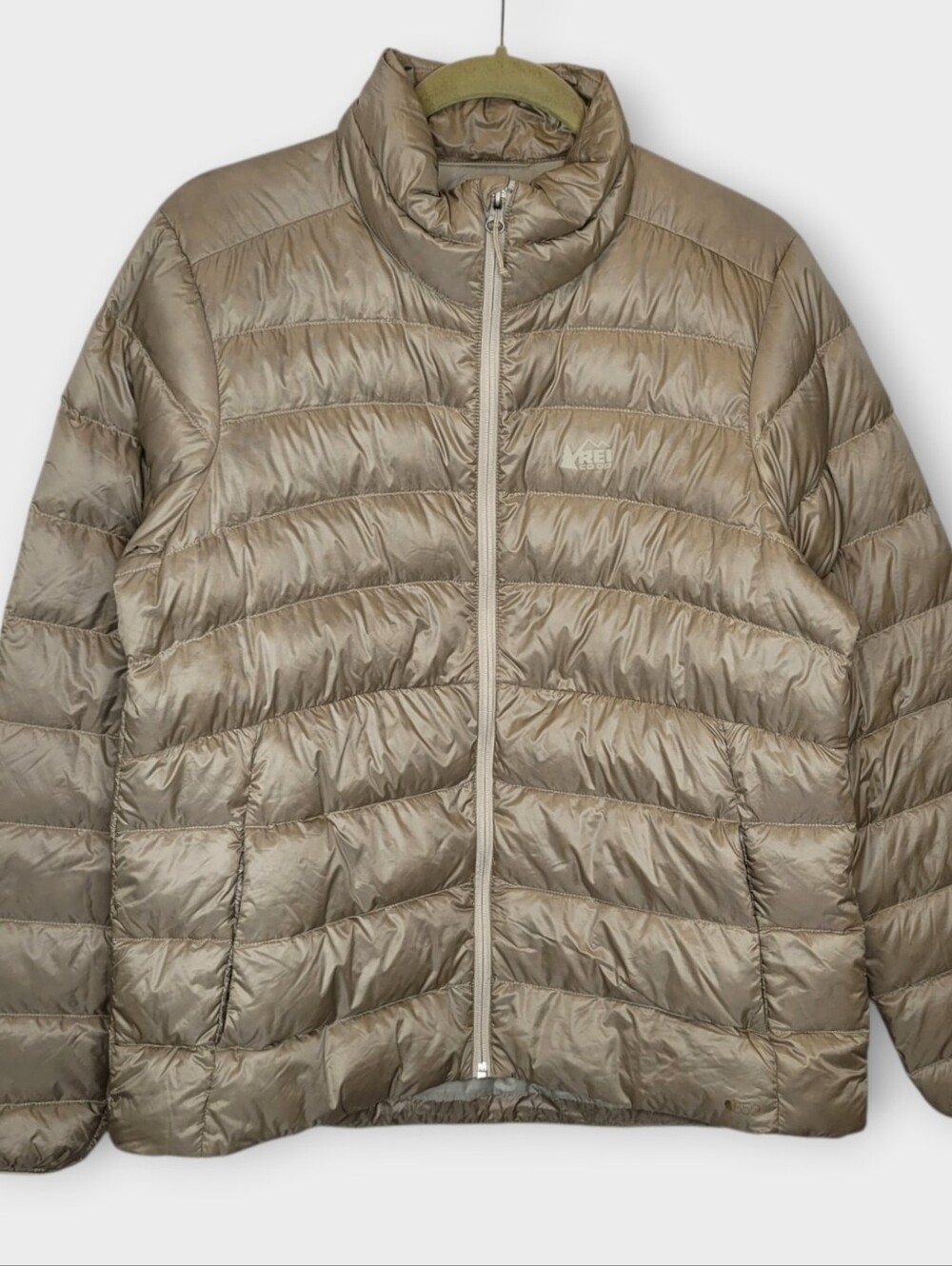 REI Co-Op 650 Down Jacket L Light Tan Mushroom